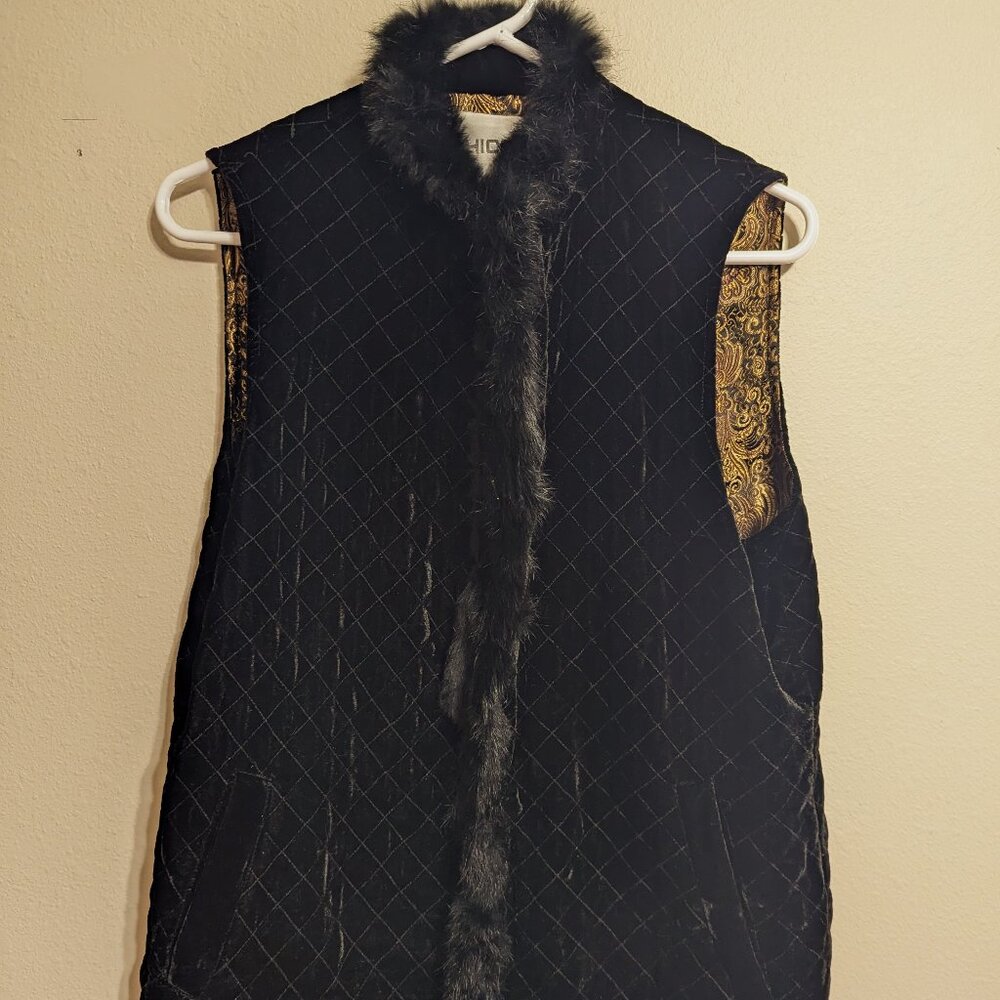 Chico's Quilted Velvet Vest  Reversable  Size Medium